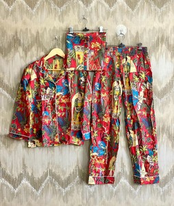 Set pigiama in cotone con stampa Farida <span class=keywords><strong>Kahlo</strong></span>: abbigliamento da casa stampato a mano, stile autunnale da donna - Product Image 3