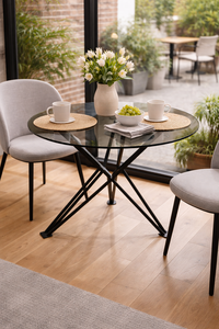 Mesa de Comedor Redonda de Metal de Estilo Nórdico Contemporáneo, Muebles Modernos para el Hogar con Base de Metal, para Sala de Estar, Dormitorio, Hotel, Bar, Fábrica - Product Image 4