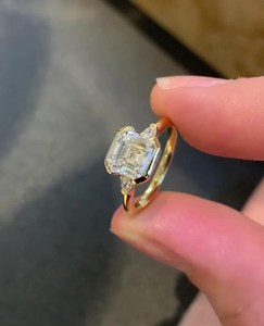Precioso Anillo Moderno con Diamante de Corte Asscher de 2.01CT, Oro Sólido de 18K, Regalo Romántico para Aniversario de Bodas, para Enamorados - Product Image 6