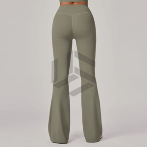 Custom logo EU Size Women's Yoga Gym <b>Flared</b> Pants High-Waisted Scrunched Butt Fitness <b>Leggings</b> Quick Dry Trousers - Product Image 6