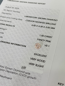 Diamant rose fantaisie de laboratoire de 1,5 carat, taille coussin, pureté VVS, certifié IGI, en vrac, haute qualité, pour la vente en gros - Product Image 2