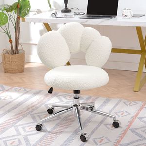 Chaise de bureau pivotante à 360 degrés, réglable en hauteur, en tissu Teddy, pour les environnements de télétravail - Product Image 2