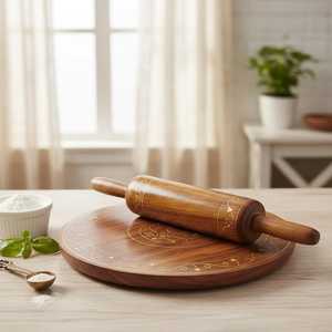 Handmade Wooden Chakla Belan <b>Rolling</b> Board and <b>Rolling</b> <b>Pin</b> Set - Product Image 3