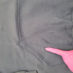 Sweat-shirt à capuche gris surdimensionné pour homme, manches régulières, couleur unie, en molleton, décontracté, pour l'automne, fabriqué sur mesure par Twin City - Product Image 6