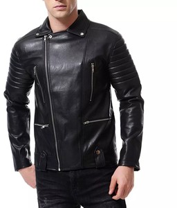 Leather Jacket Men Winter Motorcycle Zipper PU Leather Jacket Mens Lapel Collar Casual Fashion Street Autumn Black <b>Coat</b> - Product Image 3