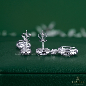 Timeless Oval Lab Grown <b>Diamond</b> Halo Drop <b>Earrings</b> 14K Gold Classic Double Halo <b>Dangle</b> Statement Jewelry for Special Occasions - Product Image 5