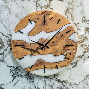 Resin & Wooden <b>Wall</b> <b>Clock</b> <b>Modern</b> Design Round Shape Wooden <b>Clock</b> for <b>Wall</b> Decoration Natural Polish - Product Image 6