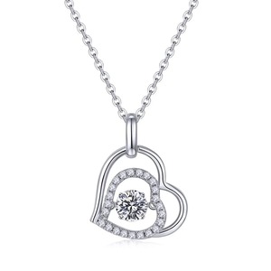Collar con Colgante de Corazón de Diamantes Premium, Oro Sólido de 14K con Acentos de Diamantes, Certificado, Regalo Romántico para Aniversario de Bodas para Mujer - Product Image 1