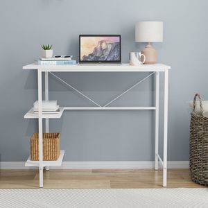 Escritorio Plegable Ajustable Pierce de 30 Pulgadas de Alto, Madera MDF Blanca, Diseño Moderno y Simple para Oficina en Casa - Product Image 1