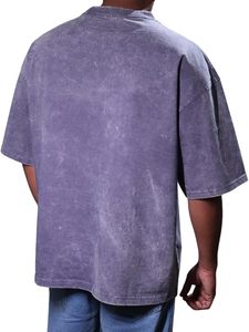 เสื้อยืดสไตล์วินเทจสำหรับทุกเพศ ผ้าคอตตอนหนา ดีไซน์ฟอกสีแบบแอซิดวอช - Product Image 3