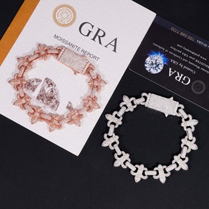 Bracelet de luxe en argent 925 avec maillons papillon et diamants de laboratoire, style tennis glacé, pour hommes et femmes, cadeau de caractère, bijou raffiné - Product Image 4