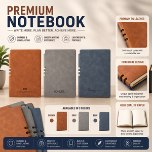 Cuaderno de Cuero PU Cosido de Primera Calidad con Logotipo Personalizado A5, con Organizador Impreso, Páginas de Papel Kraft, Regalo de Oficina Portátil - Product Image 1