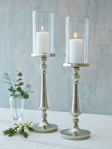 Porte-bougie en verre et métal doré sculptural avec base en pierre, accent décoratif de luxe - Product Image 4