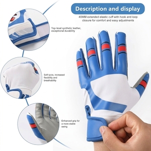 <b>White</b> Leather Baseball Pitcher Right-Handed Batting Gloves Full Finger Breathable Non Slip Grip Adjustable Wrist Sports Gloves - Product Image 6