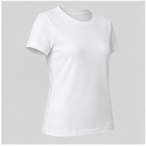 Custom <b>White</b> <b>Womens</b> Crew Neck <b>Short</b> <b>Sleeve</b> T <b>Shirt</b> Regular Fit Plain Casual Top WTS-0001 - Product Image 4