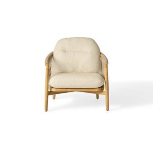 Sillón Moderno de Madera de Teca con Reposabrazos de Cuerda y Cojín Suave – Silla de Relajación de Madera de Lujo para Sala de Estar u Hotel - Product Image 1