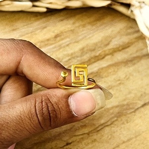 Modern Best Minimalist Greek <b>Key</b> <b>Ring</b> Minimalist Brass <b>Rings</b> For Women 18k Gold Plated Meander Geometric Jewelry Wholesale/OEM - Product Image 3