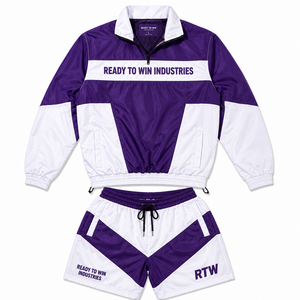 Conjunto Deportivo Unisex Ready To Win Industries de Manga Larga con Bloques de Color en Poliéster para Primavera, con Pantalones Cortos con Cordón - Product Image 1