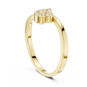 Bagues en or massif 14 carats pour femme, forme cœur dynamique, diamant taille ronde minimaliste, pour cadeau, fiançailles, anniversaire, mariage - Product Image 4
