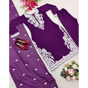 ผ้าจอร์เจียแวววาวปักลายสไตล์แฟชั่นพื้นล่างสุดด้วยสีม่วงดูปองตา - Product Image 2