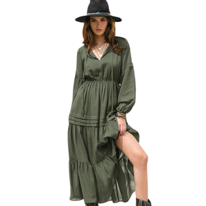 Vestido largo floral de manga corta para mujer, elegante vestido de corte en A - Product Image 6