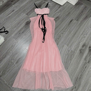 Robe longue élégante et confortable pour femme, style décontracté ou habillé, lavable, taille naturelle, en soie, à manches courtes, type polo - Product Image 1