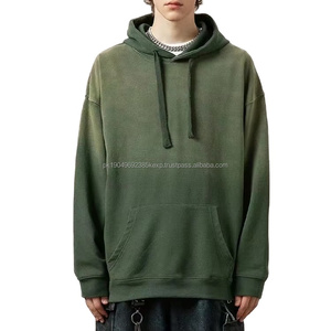 Sweat à capuche épais de haute qualité avec logo personnalisé 370 grammes 80% coton 20% sweat à capuche en polyester lavé changement progressif sweat à capuche éponge à l'intérieur - Product Image 1