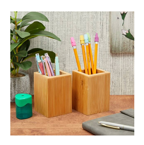 Wood Pen Holder <b>Office</b> <b>Supplies</b> Bamboo Wood Pen Holder Stand for Desk Custom Hot Sale Custom Accessories Pencil Holder - Product Image 3