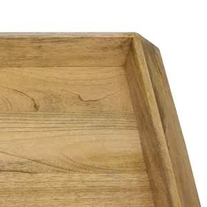 Plateau de service rectangulaire en bois, design bohème, rustique, fait main, multifonctionnel, pour la décoration de la maison, lot de plusieurs pièces - Product Image 2