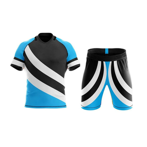 Camiseta de Fútbol Personalizada para Hombre, Manga Corta, Azul, Negro y Blanco a Rayas, Absorbente de Humedad, Poliéster, Cuello Redondo, Ajustada - Product Image 1
