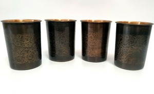Gobelet en cuivre noir gravé, design oriental, tasse à boire en cuivre massif, vaisselle écologique - Product Image 6