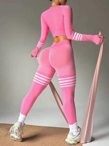 Conjunto Deportivo Personalizado al por Mayor para Mujer, con Logotipo Frontal, Sujetador Deportivo Transpirable con Leggings de Yoga Elásticos en 4 Direcciones, Ropa Deportiva de 2 Piezas - Product Image 6