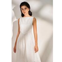 Nouvelles robes de soirée formelles sans manches en mousseline de soie, vêtements OEM, fermetures éclair solides, fabricant pour femmes au Vietnam