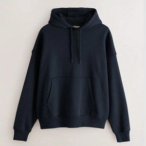 Unisex Navy Blue Hooded <b>Sweatshirt</b> 100% Cotton Fleece Loose Fit Casual Winter Wear 400g Playful & <b>Cute</b> - Product Image 5