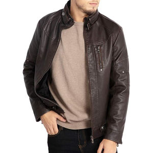 Chaqueta de Cuero Genuino para Hombre, Estilo Biker, Corte Ajustado, Moda Urbana de Invierno, Venta al Por Mayor Directa de Fábrica, Marca Privada - Product Image 2