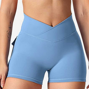 Shorts Deportivos de Cintura Alta para Mujer, Transpirables, con Logotipo Personalizado, de Spandex/Nylon, Elásticos en Cuatro Direcciones, para Gimnasio, Yoga y Running - Product Image 4