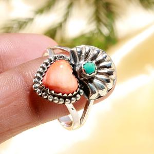 Bague en argent sterling 925 avec pierre précieuse naturelle en forme de cœur lisse en corail rouge naturel, bijoux pour femmes, vente en gros - Product Image 2