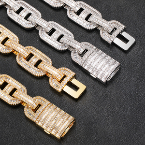 925 Silver Lab Grown Diamond Geometric Link Chain Luxury <b>Statement</b> <b>Necklace</b> for Men - Product Image 6
