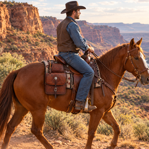 Bolsa de Cuero Estilo Western Heritage |   Bolsa de Almacenamiento Lateral para Caballo, con Correas y Hebillas de Seguridad, para Equitación, Trabajo en Rancho, Kit de Equipo - Product Image 3