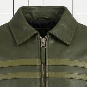 Veste en cuir pour homme NAI-0477E, style motard, col rabattu, fermeture éclair, couleur personnalisable, pour l'été. - Product Image 4