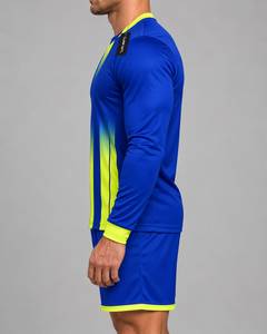 Conjunto de Camiseta de Fútbol para Hombre, Azul y Amarillo, Sublimación, Cuello en V, Manga Larga, Poliéster que Absorbe la Humedad, para Adolescentes - Product Image 5
