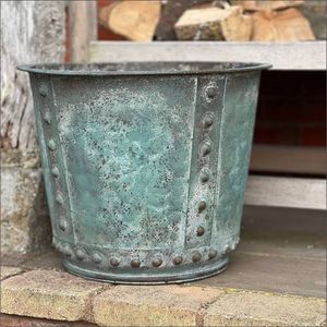 Pot de fleurs moderne en métal galvanisé, seau à plantes vintage rustique en fer, pot décoratif pour jardin extérieur - Product Image 6