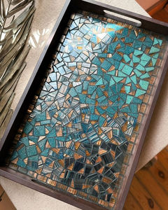 ArtisanCraft Exquisitas bandejas de servicio de mosaico de madera de calidad superior con diseños decorativos de tamaños personalizados-SmarkExports - Product Image 3