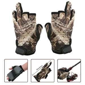 Gants de pêche intelligents mi-doigts personnalisés, respirants, légers, imprimé camouflage, unisexe, toutes saisons, fermeture auto-agrippante, polyester - Product Image 4