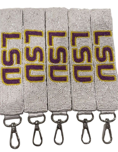 Porte-clés et accessoires pour sacs LSU Game Day GEAUX TIGERS, broderie perlée personnalisée, bracelet porte-clés classique pour BY MULTI - Product Image 1