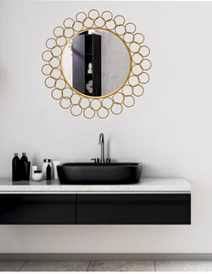 Round Gold Metal <b>Wall</b> <b>Mirror</b> Sunburst Interlocking Circle Frame Decorative Living Room Accent <b>Vanity</b> <b>Mirror</b> Bulk B2B Wholesale - Product Image 5