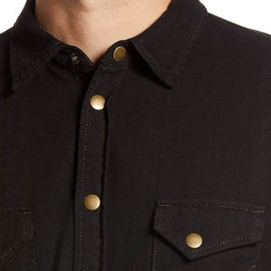 Best Selling Men's Casual <b>Denim</b> Shirt Breathable <b>Material</b> Comfortable Long Sleeve Plain Design Button OEM Service Available - Product Image 4