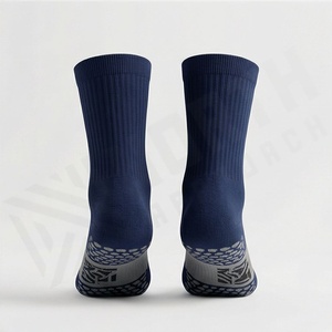 Crew <b>Socks</b> Solid Navy Blue 100% Cotton Breathable Knitted Regular Style Adult Daily Casual Spring Wear - Product Image 2