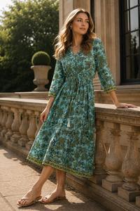 Vestido Midi Casual Estampado Floral para Mujer, Elegante para Fiestas, Ecológico y a la Moda para Vacaciones y Eventos - Product Image 3