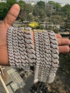 Collar de cadena cubana con moissanita brillante redonda de 12 mm, estilo hip hop, unisex, de plata de ley 925, joyería para fiestas de raperos, para amigos. - Product Image 2